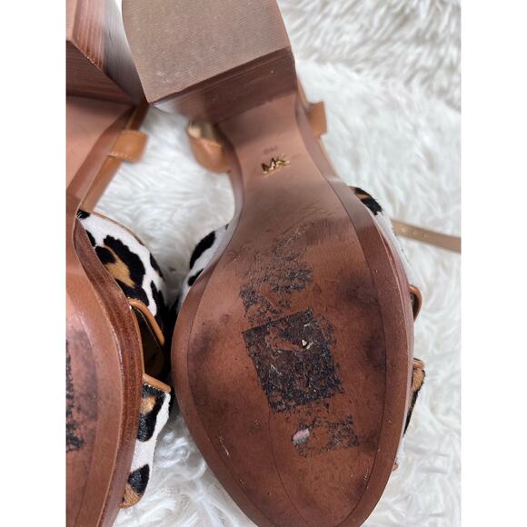 Michael Kors Alexia Platform Sandals Womens Size 9M Hair Calf Animal Print SH19A - Picture 11 of 16